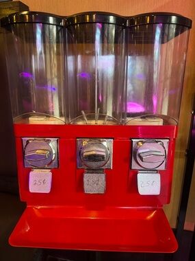 Triple Gumball Candy Dispenser - Red Clear Hoppers